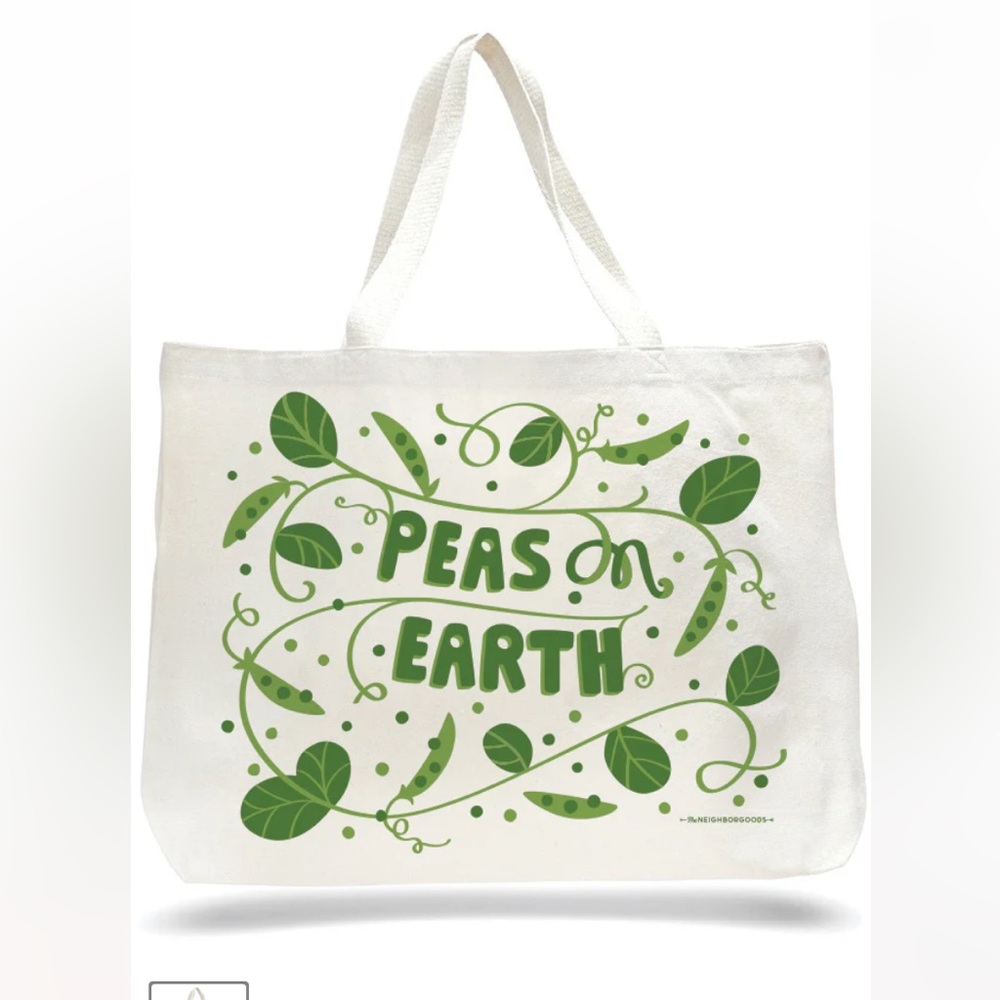 The Neighborhoods Cotton Tote Bag, Large Canvas Tote Bag, Peas On Earth Tote Bag